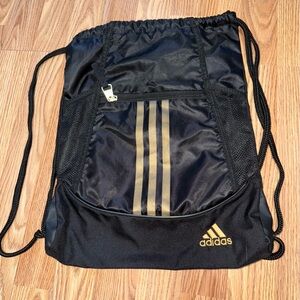 Adidas Men's Black and Gold Backpack